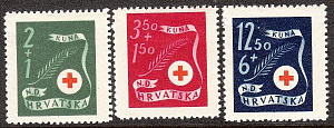 Хорватия, 1944, Красный Крест, 3 марки **